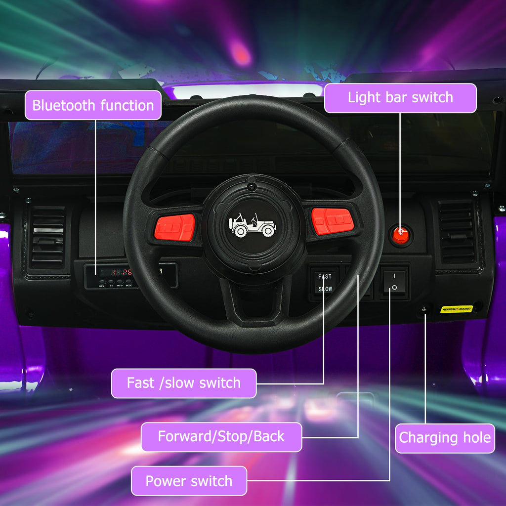 12V Kids Ride-on Jeep Car with 2.4 G Remote Control-Purple