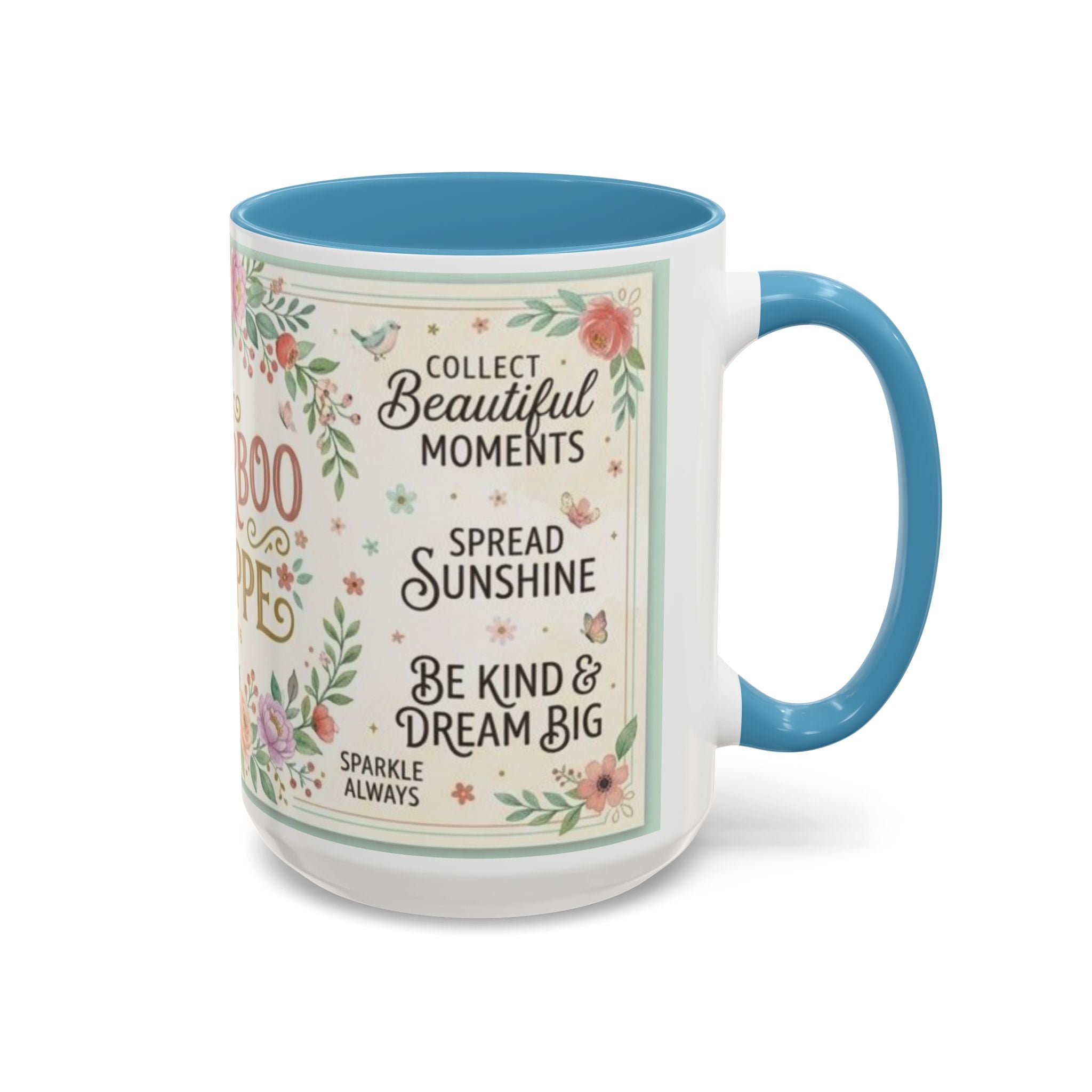 Sugarboo Shoppe Floral Accent Coffee Mug — "Collect Beautiful Moments" Inspirational Ceramic Mug (11/15oz)