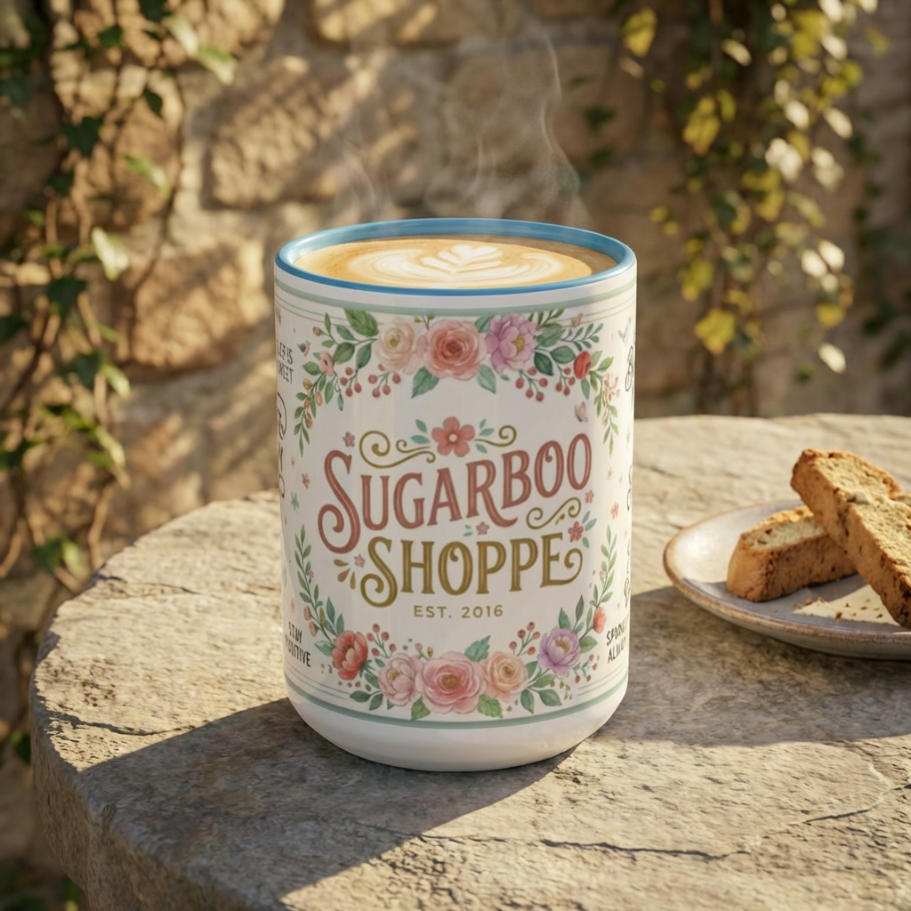 Sugarboo Shoppe Floral Accent Coffee Mug — "Collect Beautiful Moments" Inspirational Ceramic Mug (11/15oz)