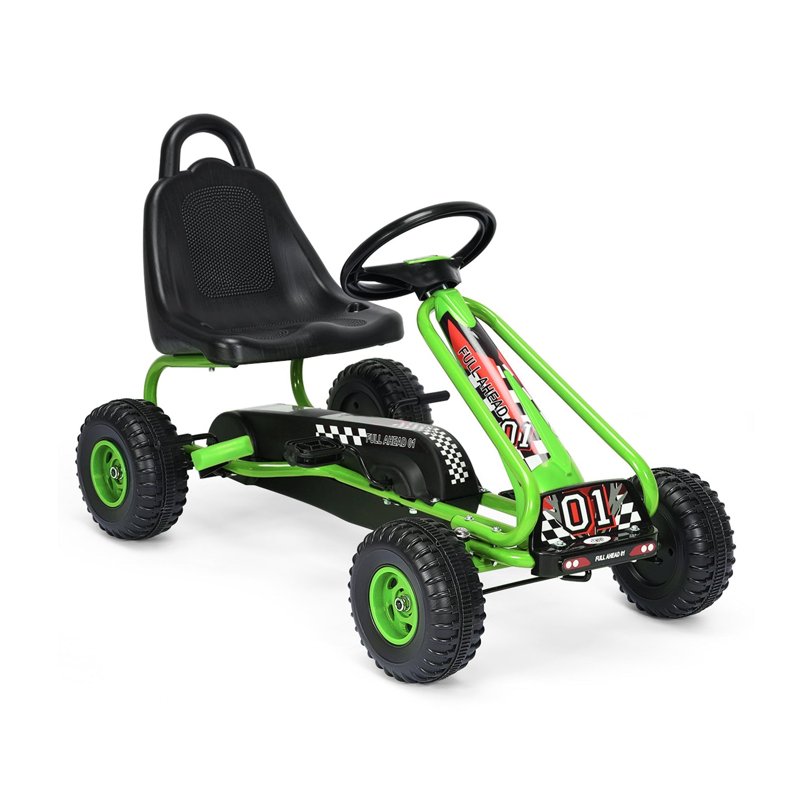 4 Wheel Pedal Powered Ride On with Adjustable Seat-Green