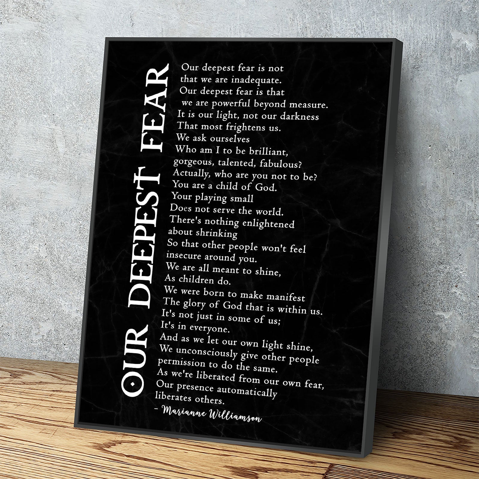 Our Deepest Fear Poem Canvas Wall Art, Marianne Williamson Poem, Graduation Gift, Office Artwork, Guidance Counselor Decor , Teacher Decor
