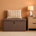 Oak Brown Foldable Storage Ottoman Bench 30"