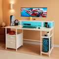 61 Inch Computer Desk With Integrated Power Outlet LED