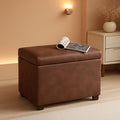 Rectangular Leather Storage Ottoman Bench 24"