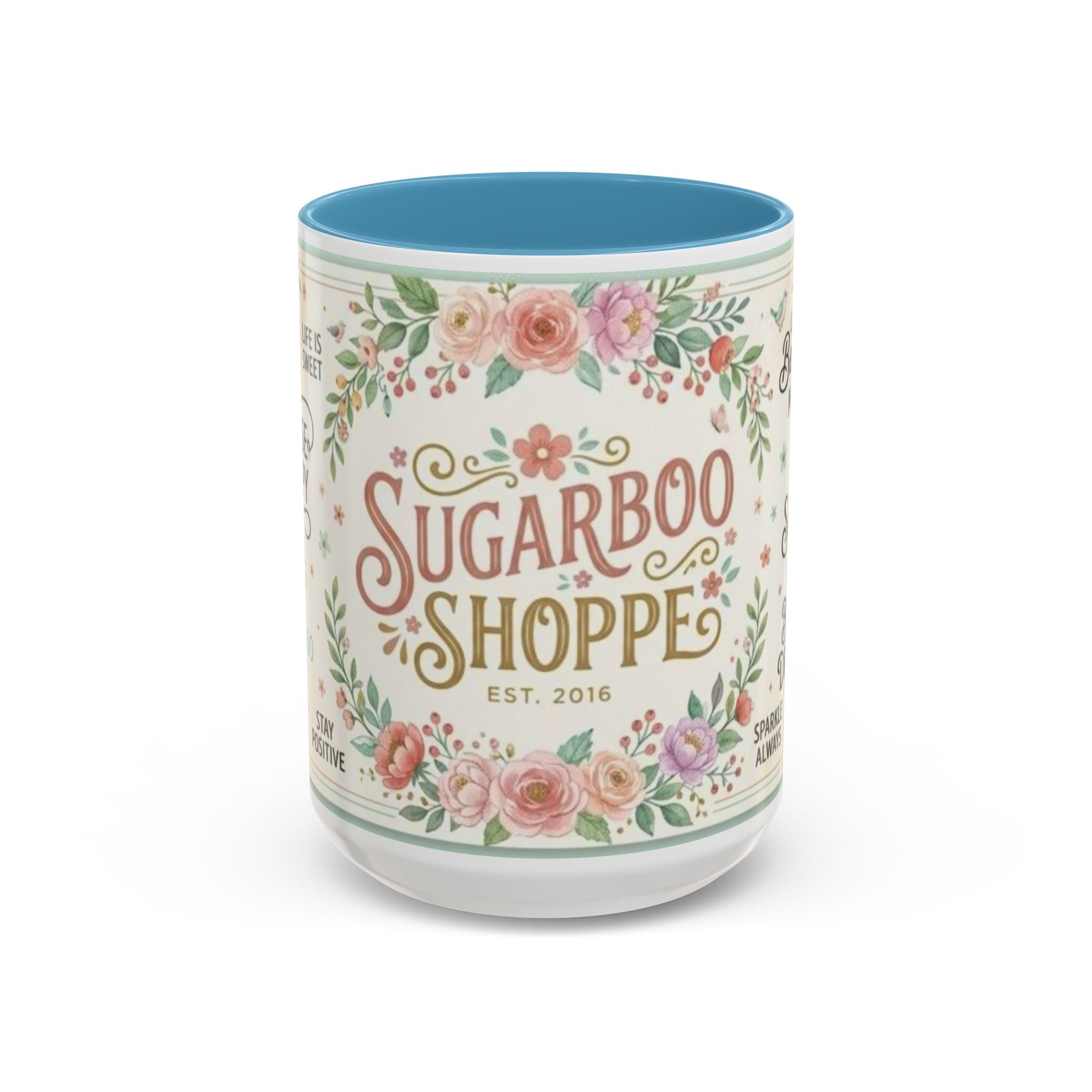 Sugarboo Shoppe Floral Accent Coffee Mug — "Collect Beautiful Moments" Inspirational Ceramic Mug (11/15oz)