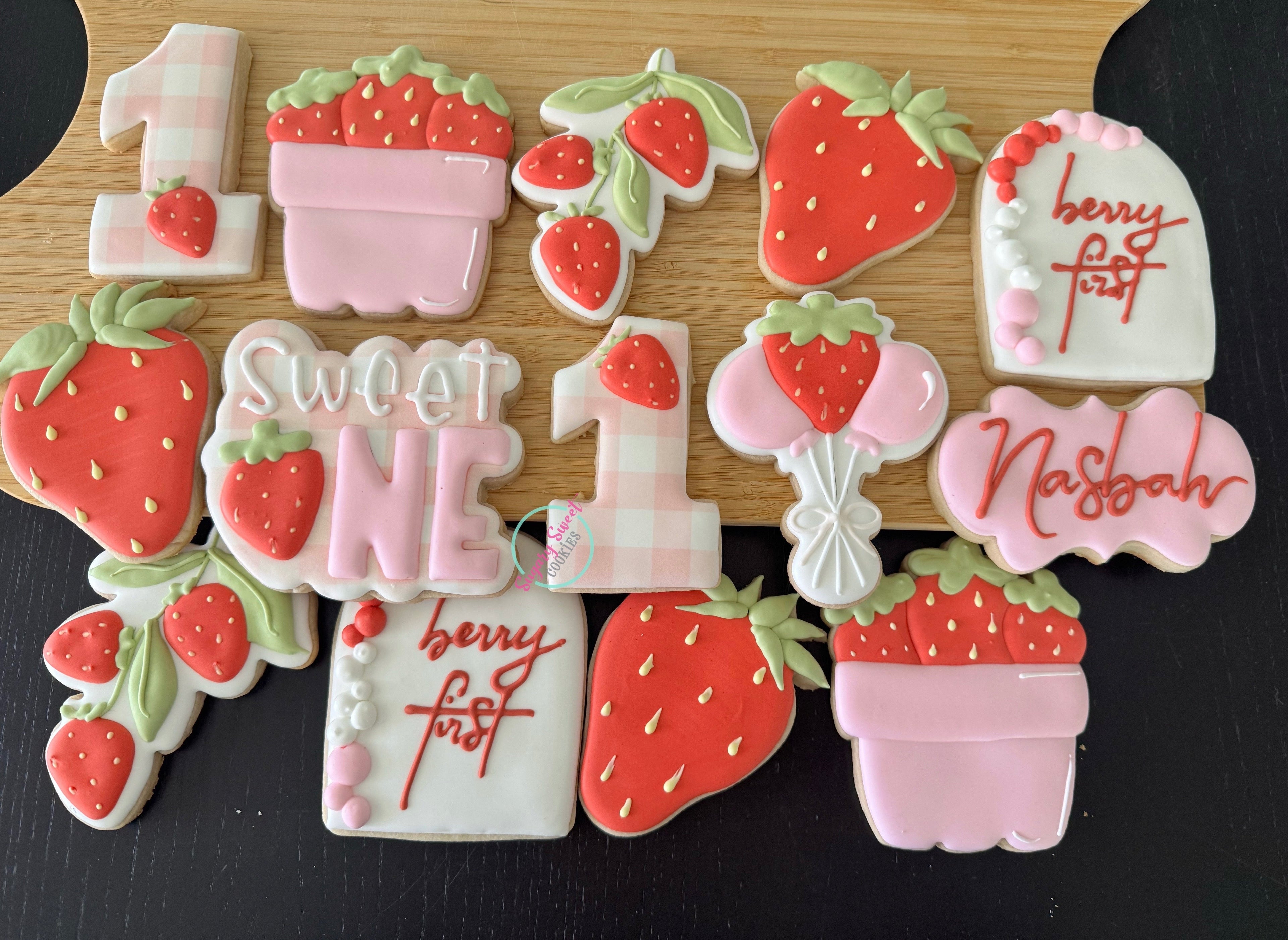 Strawberry Birthday set (12 cookies)