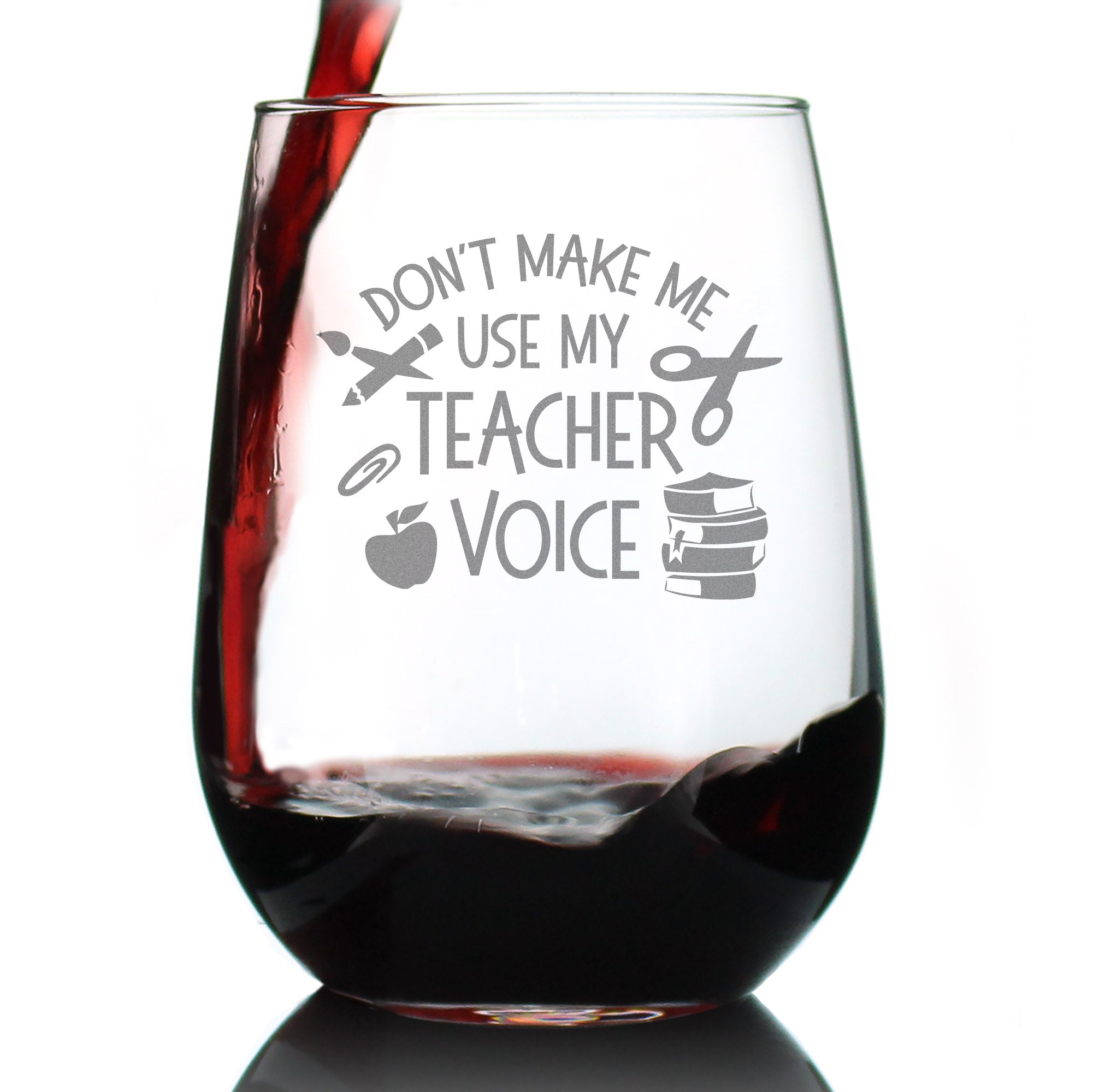 Teacher Voice – Stemless Wine Glass - Cute Funny Teacher Gifts for Women - Fun Unique Teacher Decor - Large