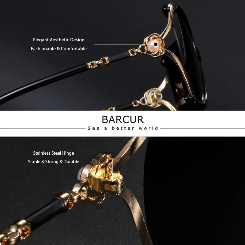 BARCUR Sunglasses Trendy Butterfly Design Fashion Women Sunglasses Polarized Lens Ladies Sun Glasses UV400 Protection for Hot Summer Days
