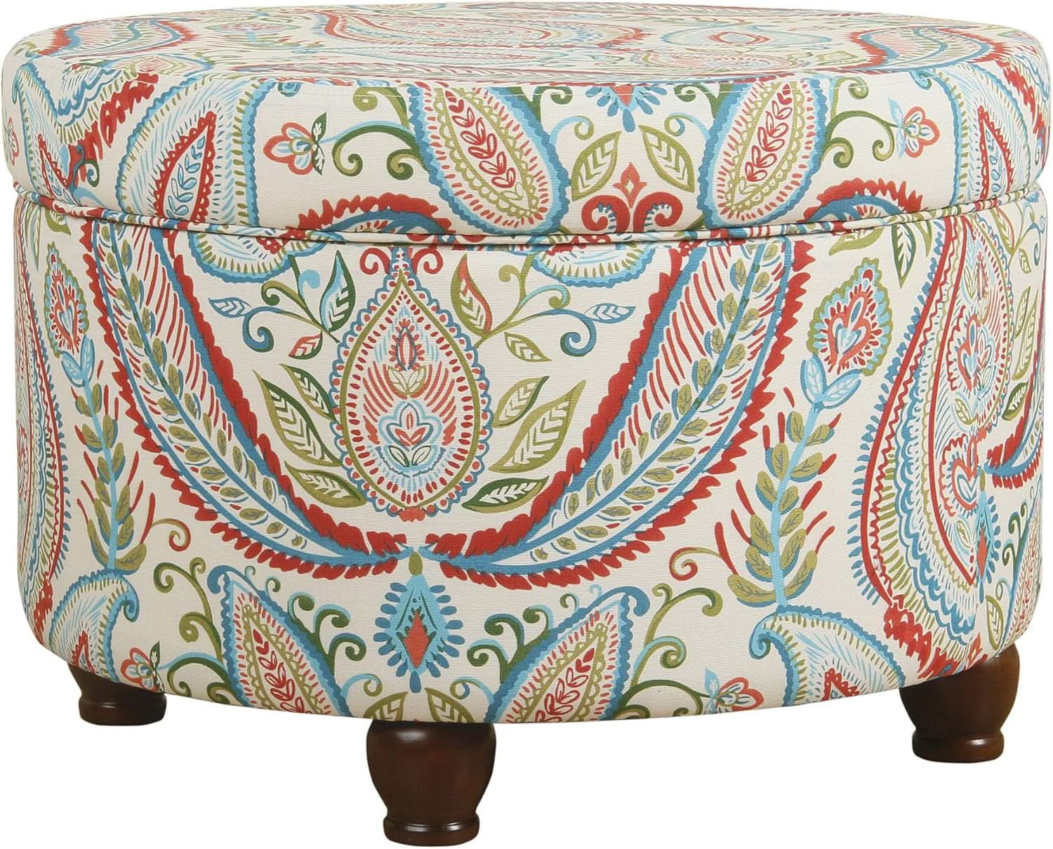 Large Upholstered Round Storage Ottoman