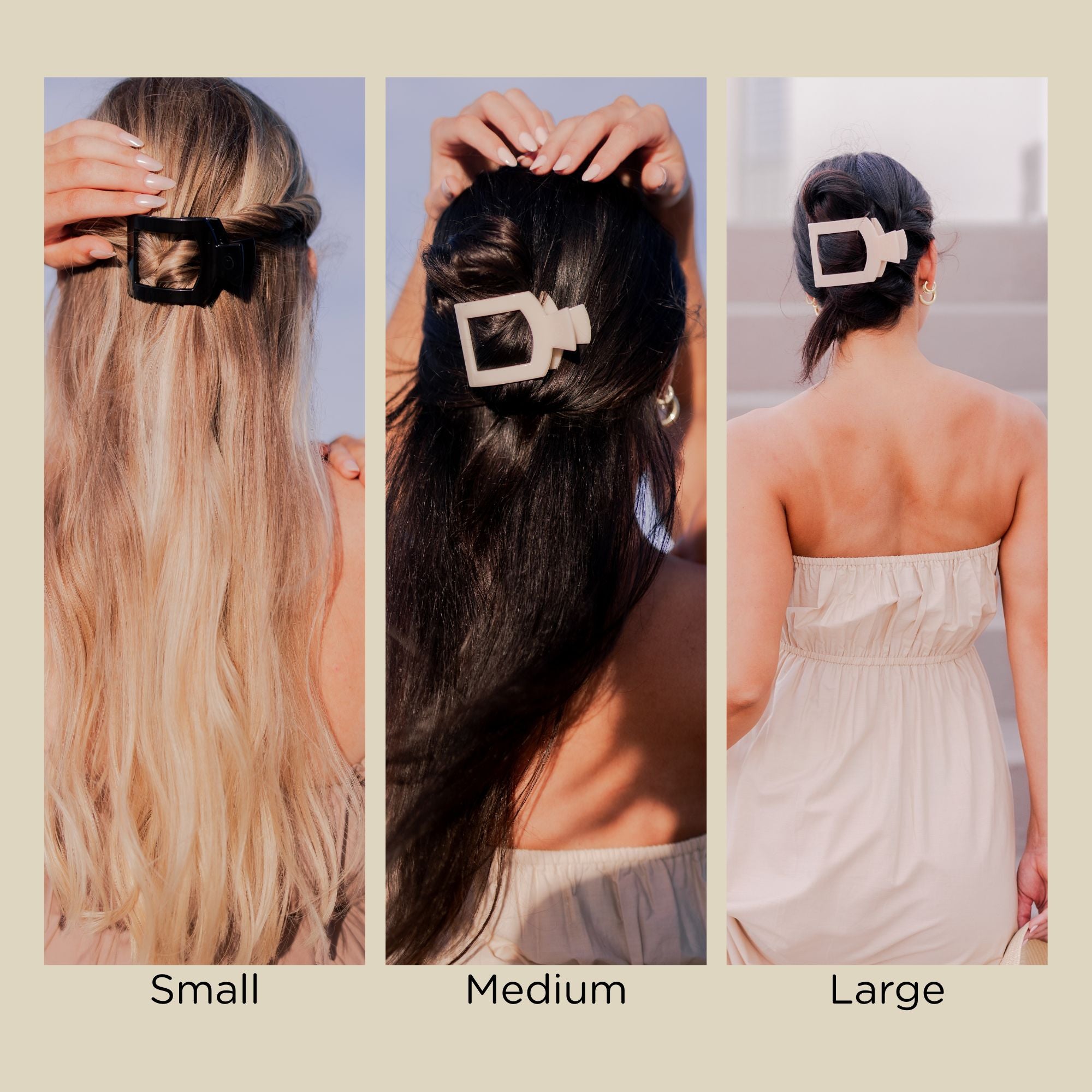 Coconut White Medium Flat Square Hair Clip