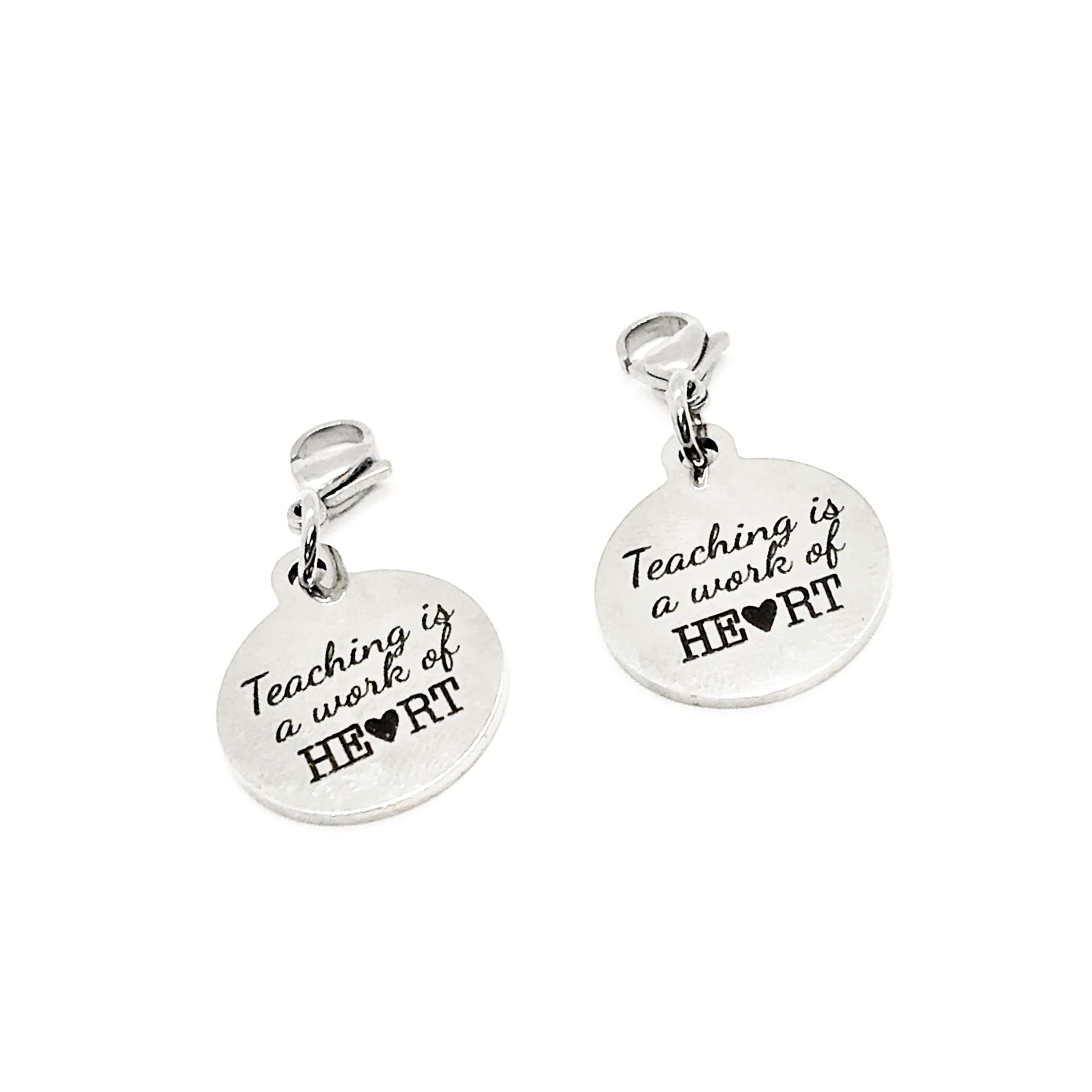 Clip On Charm, Mask Chain Charms, Teaching Is A Work Of Heart, Teacher Charm, Teacher Gift, Teacher Mask Charm, Single Charm or Set