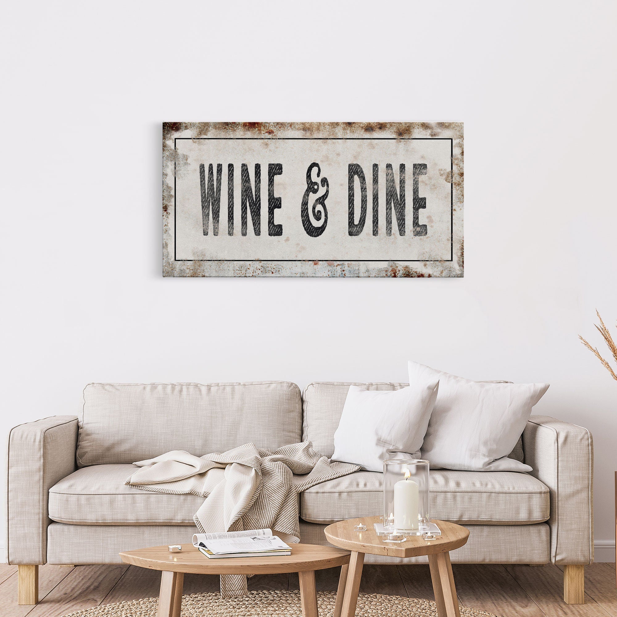 Wine & Dine Kitchen Canvas Sign