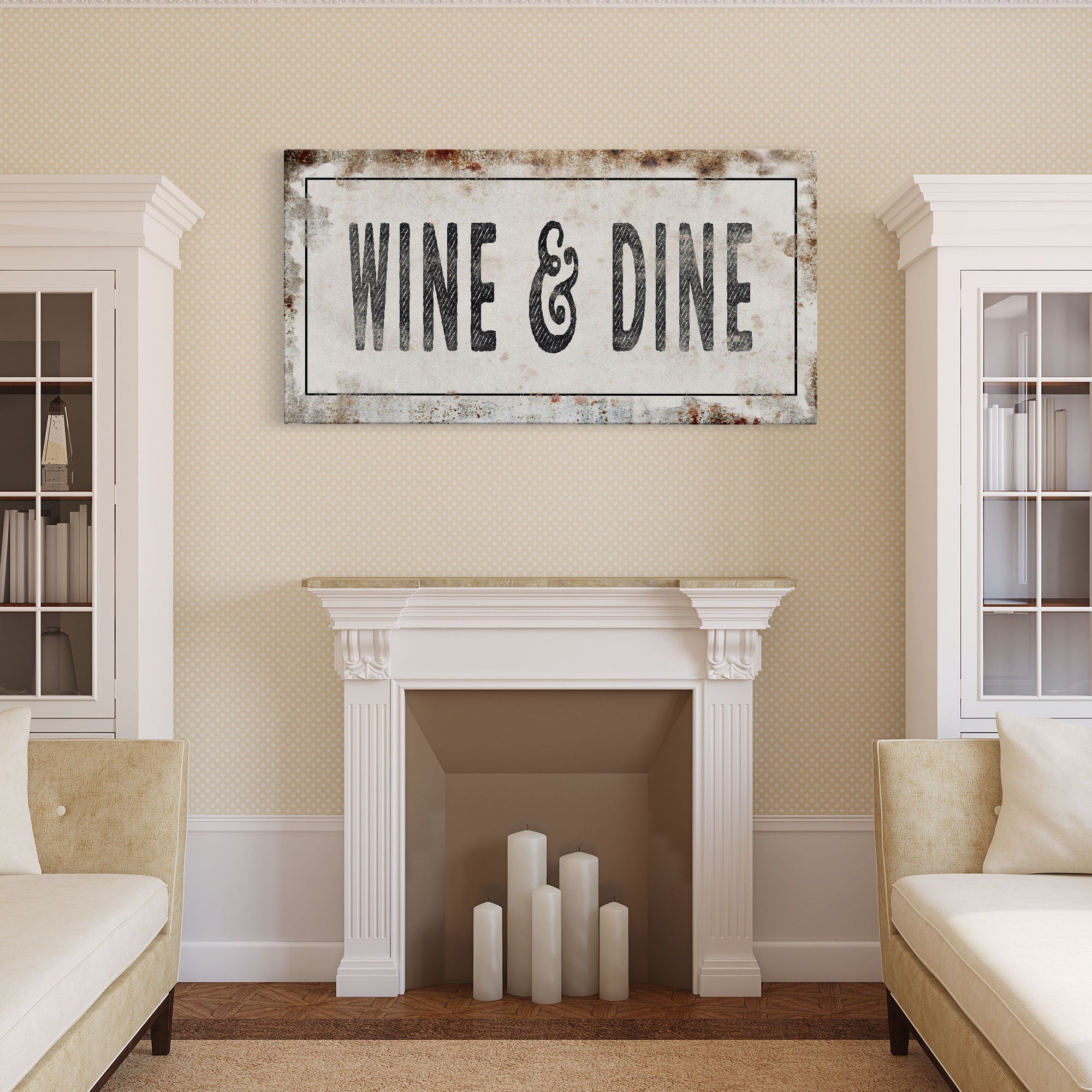 Wine & Dine Kitchen Canvas Sign