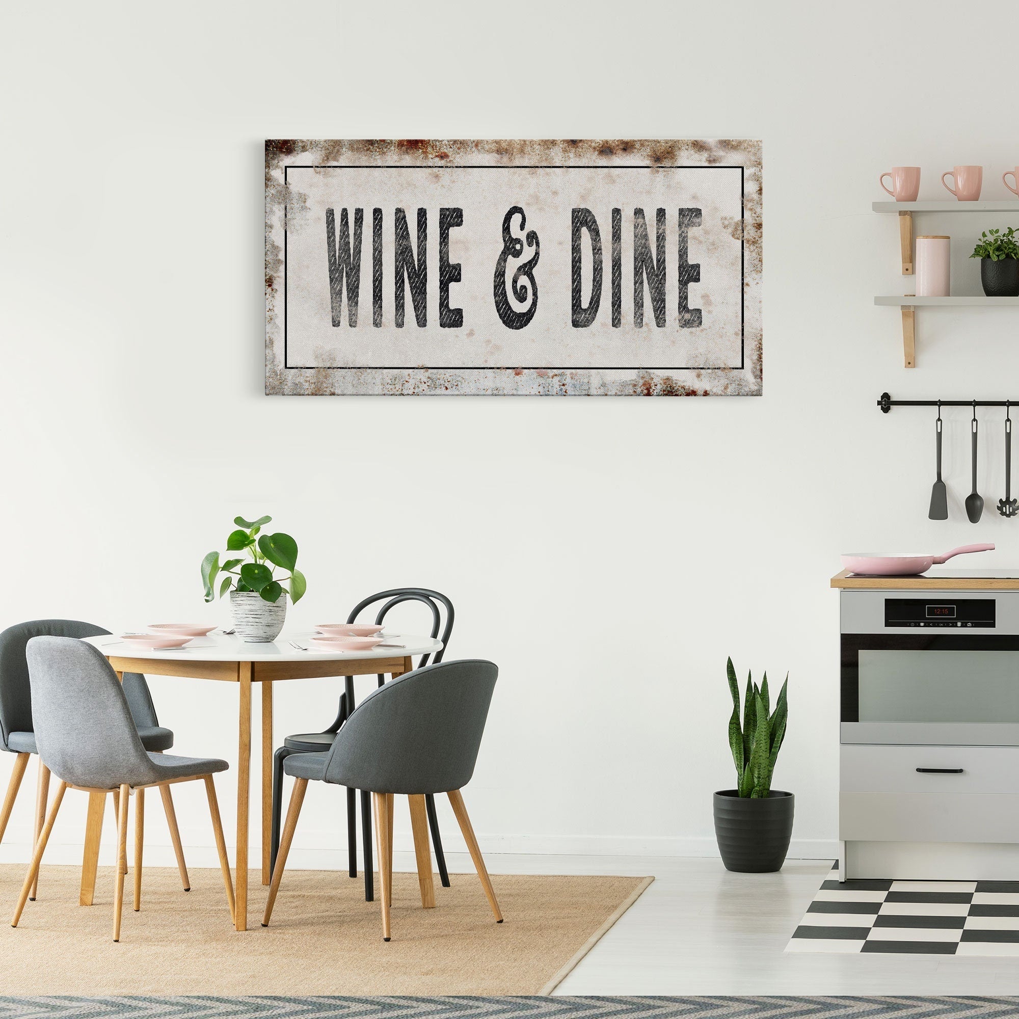 Wine & Dine Kitchen Canvas Sign