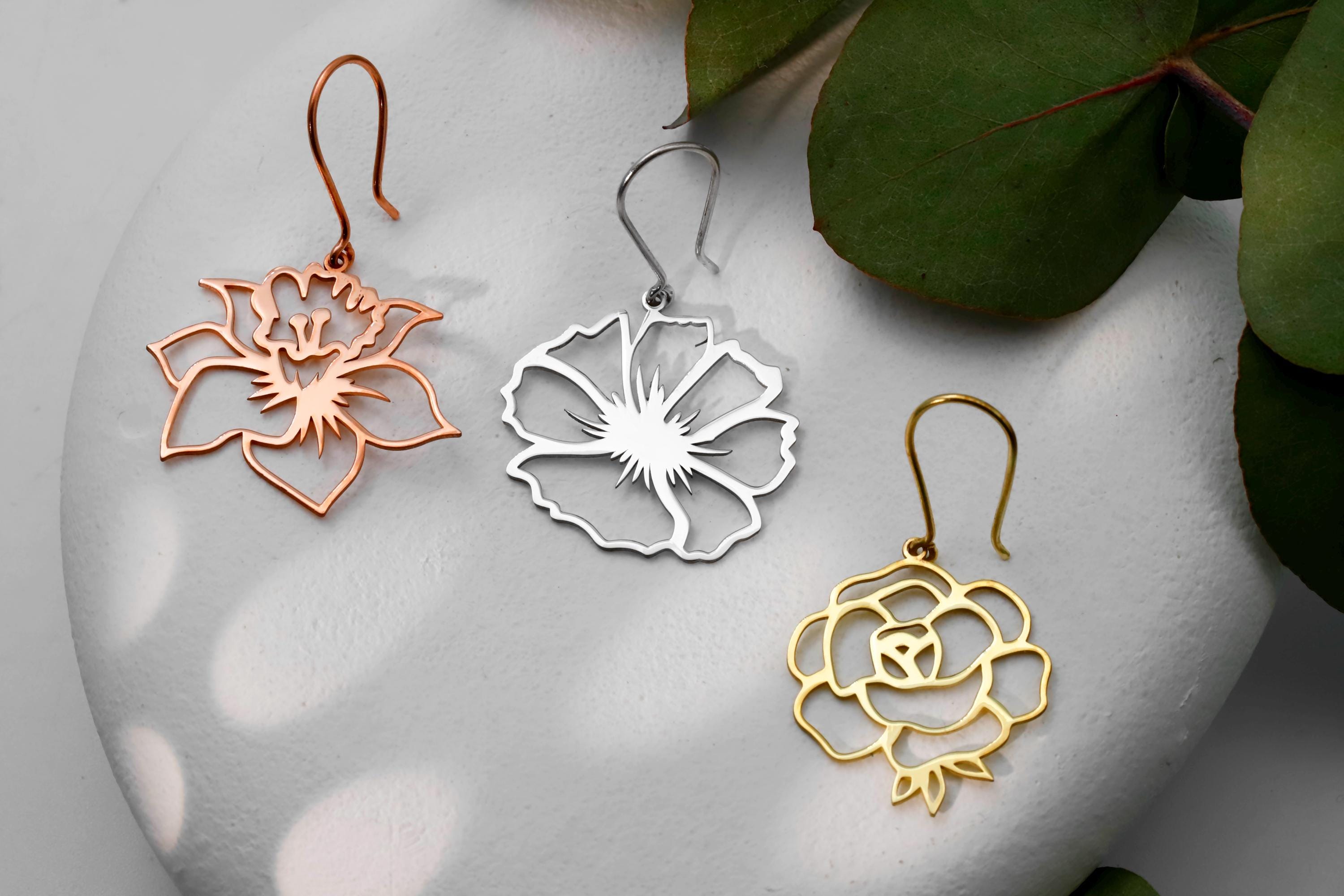 Birth Flower Earrings - Dazzling Floral Designs