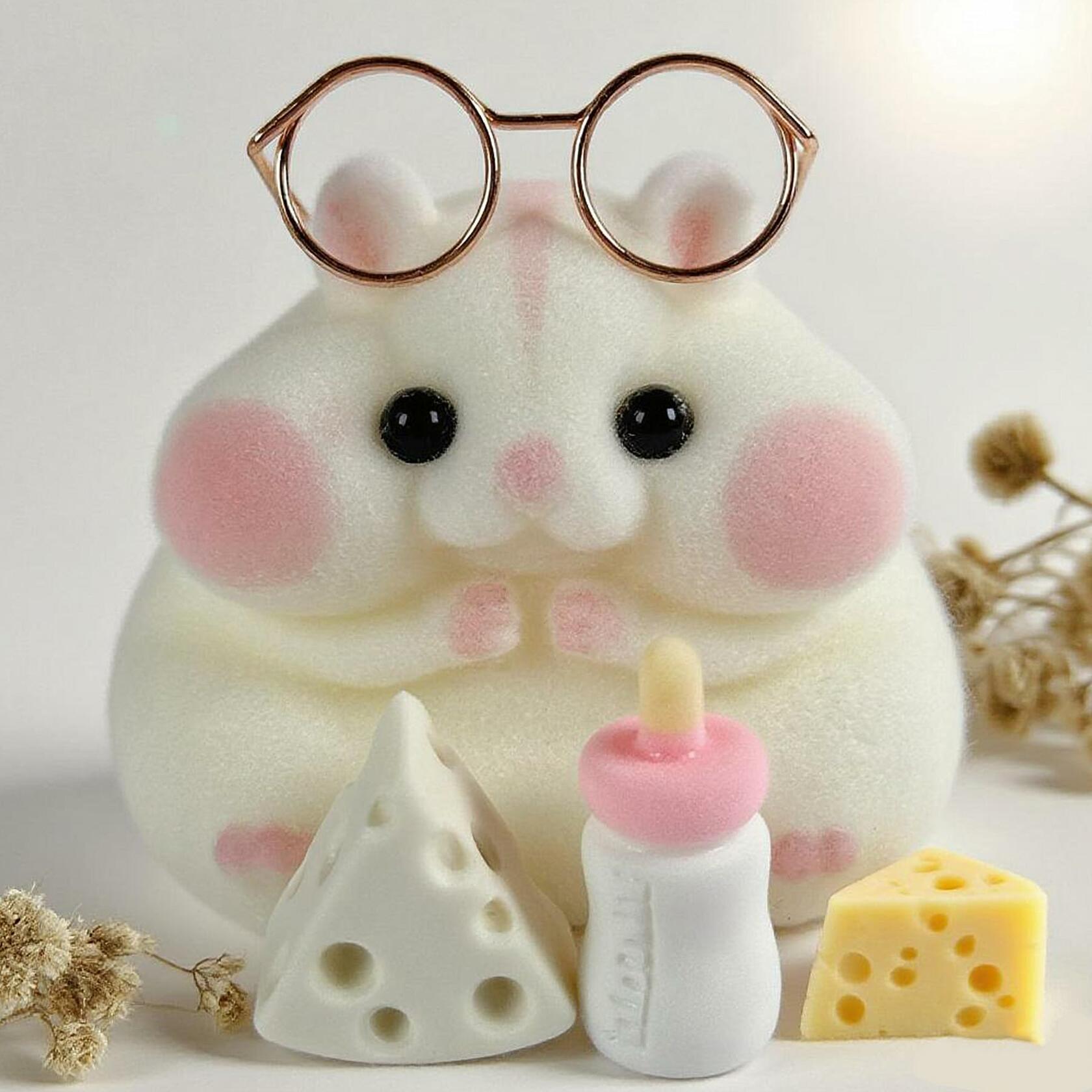 Generic Handmade Taba Squishy Hamster Toy Soft Silicone Mochi White
